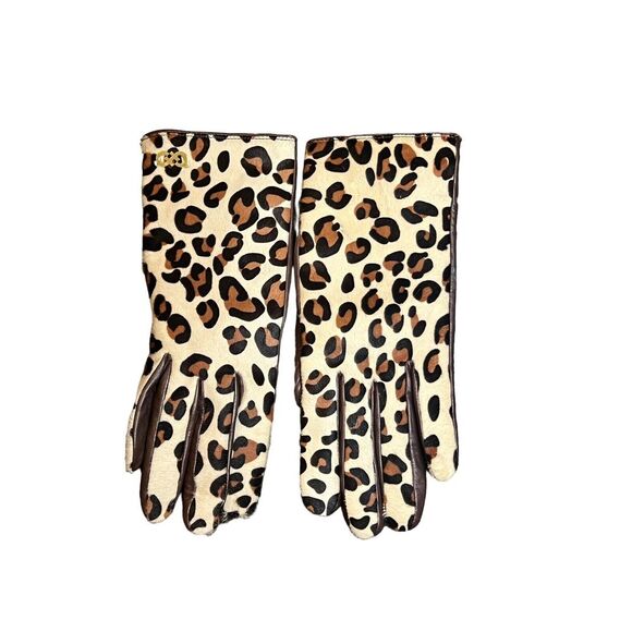 Cole‎ Haan Cashmere/wool Lined Gloves Women's Small Brown Leather Calf Hair - Picture 1 of 5